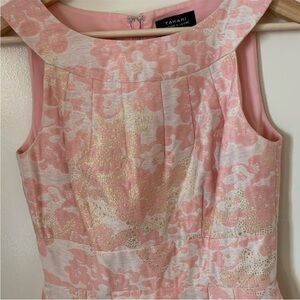 Tahari Pink and Gold Floral Mini Dress